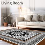 Brown Black Sunburst Floral Medallion Rug