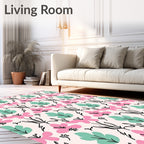 Pink Mint Green Floral Vine Rug