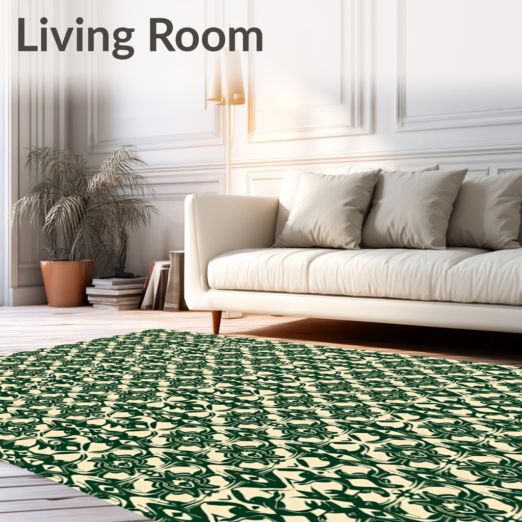 Emerald Vintage Floral Interlock Rug