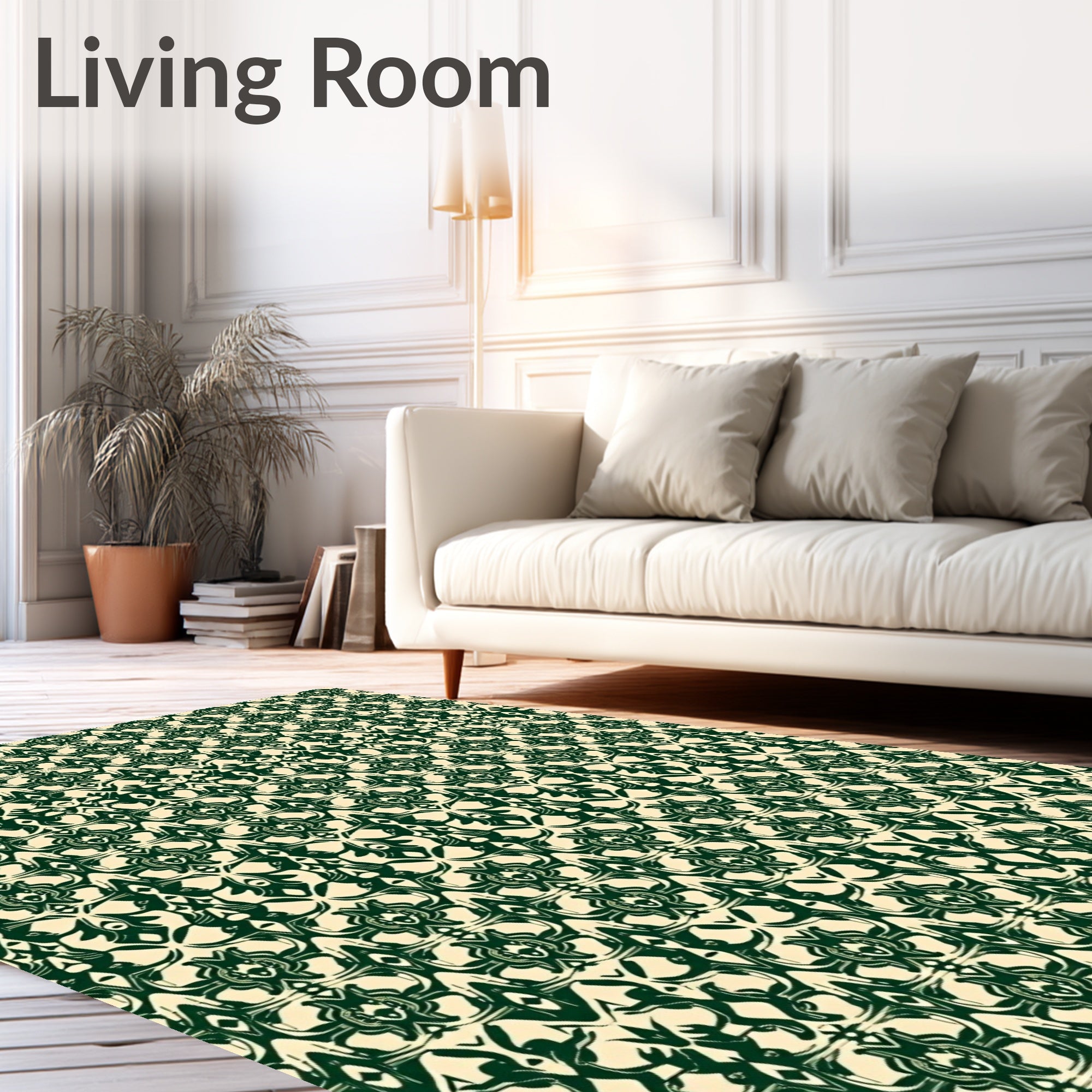 Emerald Vintage Floral Interlock Rug