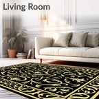 Black Gold Elaborate Floral Scroll Rug
