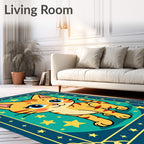 Whimsical Orange Cat Starry Night Rug