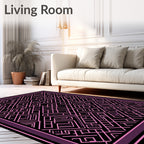 Pink Geometric Maze Linework Rug