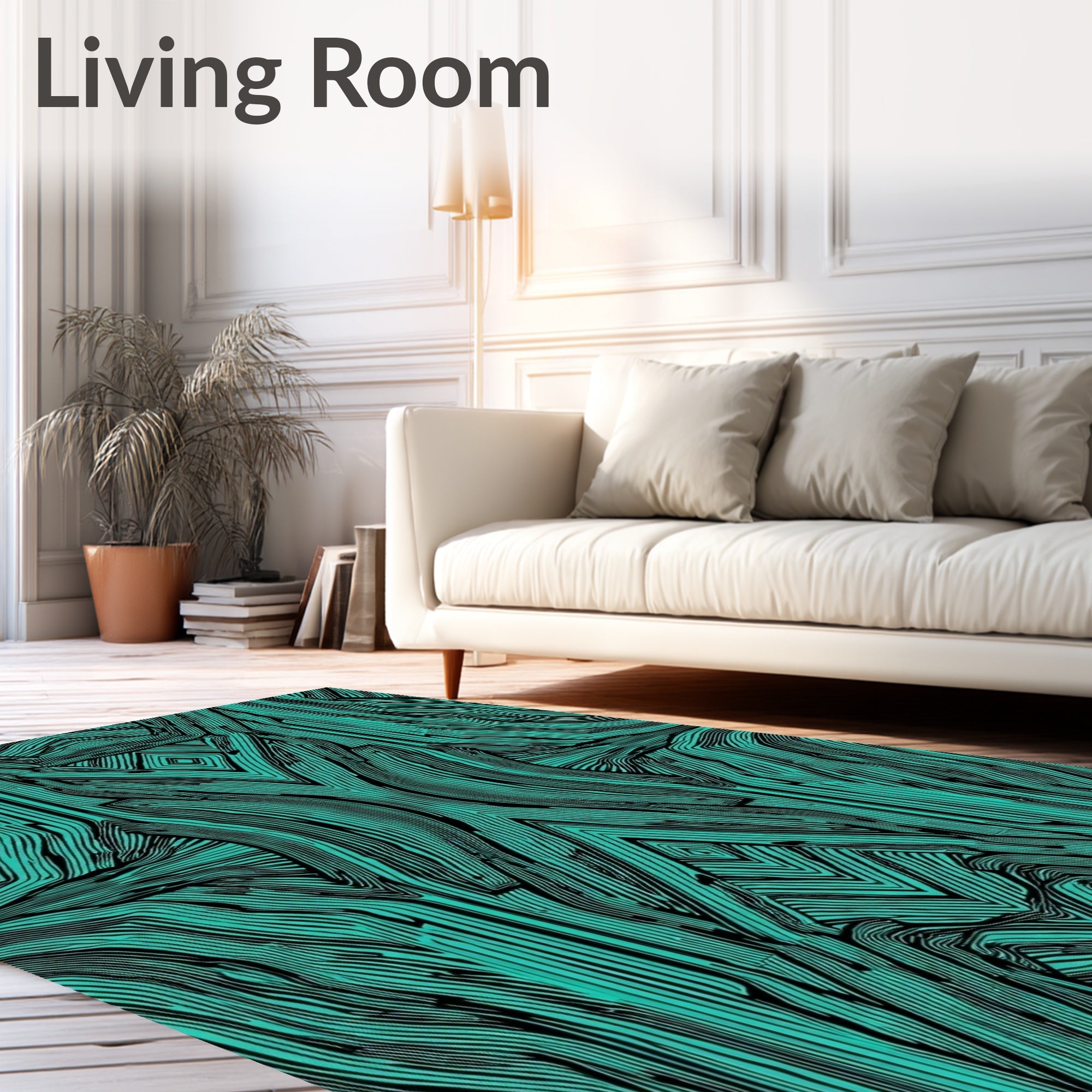 Teal Black Organic Woven Symmetry Rug