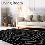Geometric Black and Gray Profile Rug