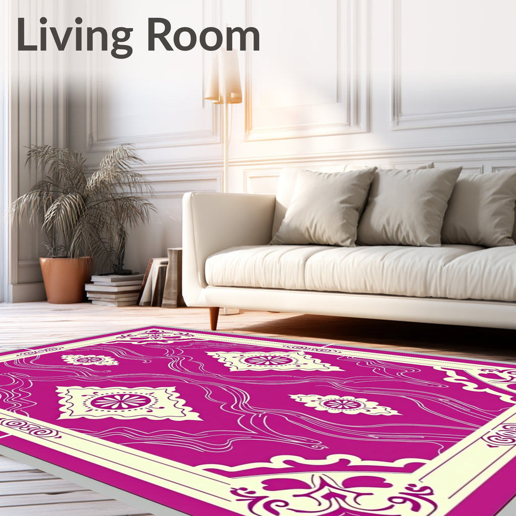 Elegant Magenta Floral Lattice Rug