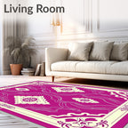 Elegant Magenta Floral Lattice Rug