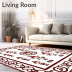Crimson Elf Characters Whimsical Borders Rug