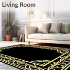 Golden Art Deco Geometric Frame Rug