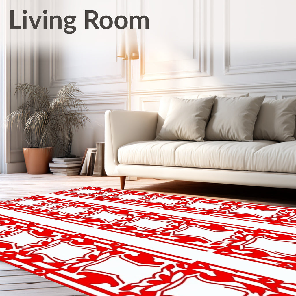 Strong Red Art Deco Shield Collection Rug
