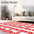 Strong Red Art Deco Shield Collection Rug