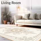 Elegant Gold Floral Mandala Frame Rug