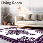 Deep Plum Floral Mandala Medallion Rug