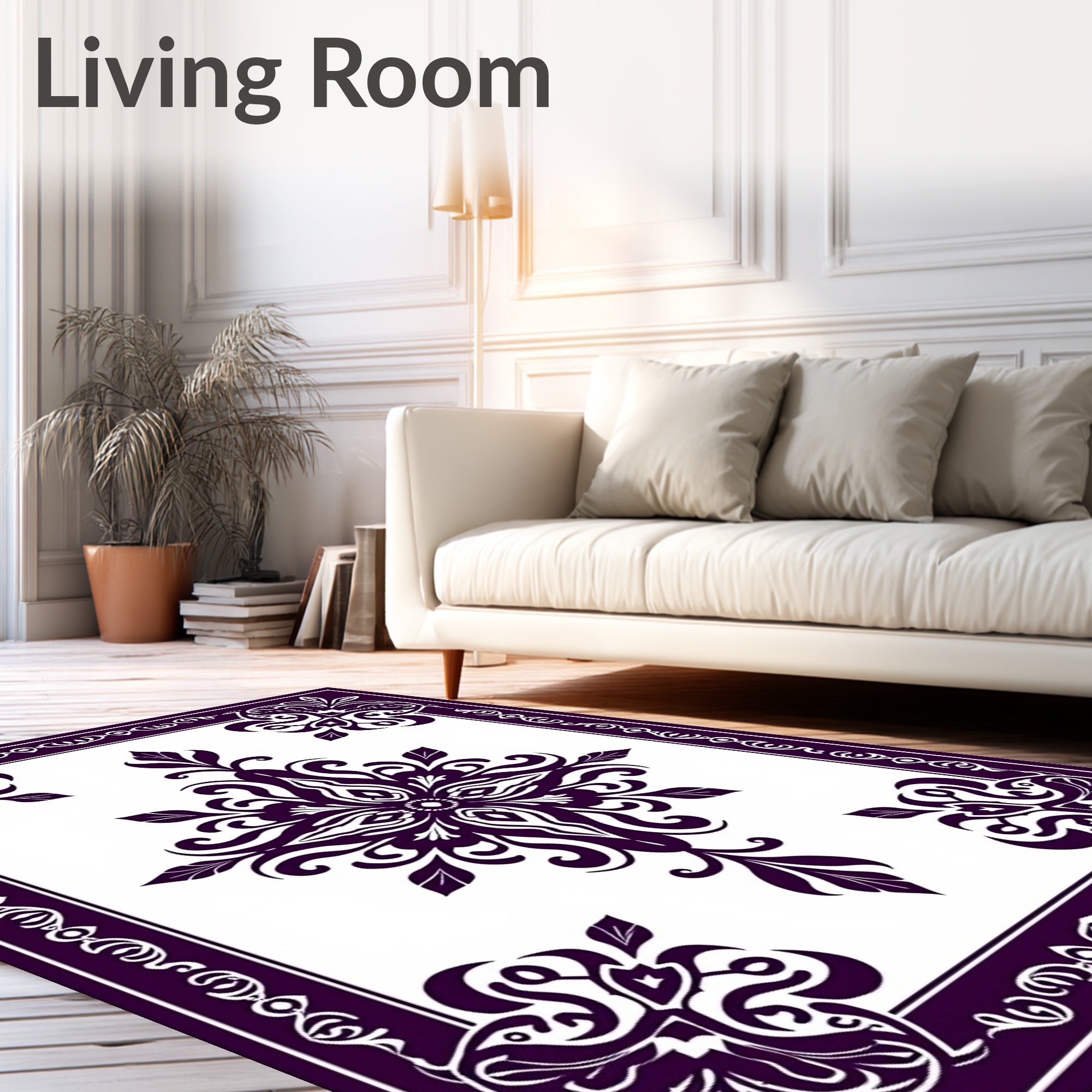 Deep Plum Floral Mandala Medallion Rug