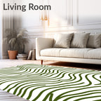 Deep Forest Green Wavy Lines Rug
