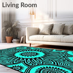 Bold Teal Radial Sunburst Medallion Rug