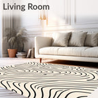 Abstract Black Organic Swirl Rug