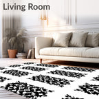 Black White Tribal Medallion Rug