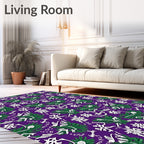 Deep Purple Stylized Floral Swirls Rug