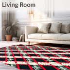 Bold Red Black Cream Diamond Plaid Rug