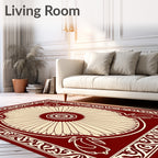Deep Red Vintage Floral Medallion Rug