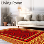 Bold Red Maze Geometric Rug