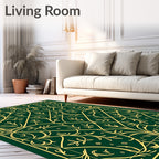 Emerald Green Golden Vine Scroll Rug