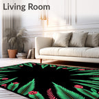 Emerald Tropical Leaf Orb Border Rug