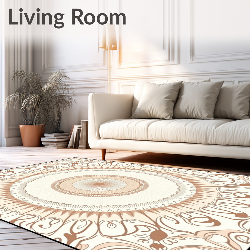 Cream Tan Ornamental Medallion Rug