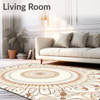 Cream Tan Ornamental Medallion Rug