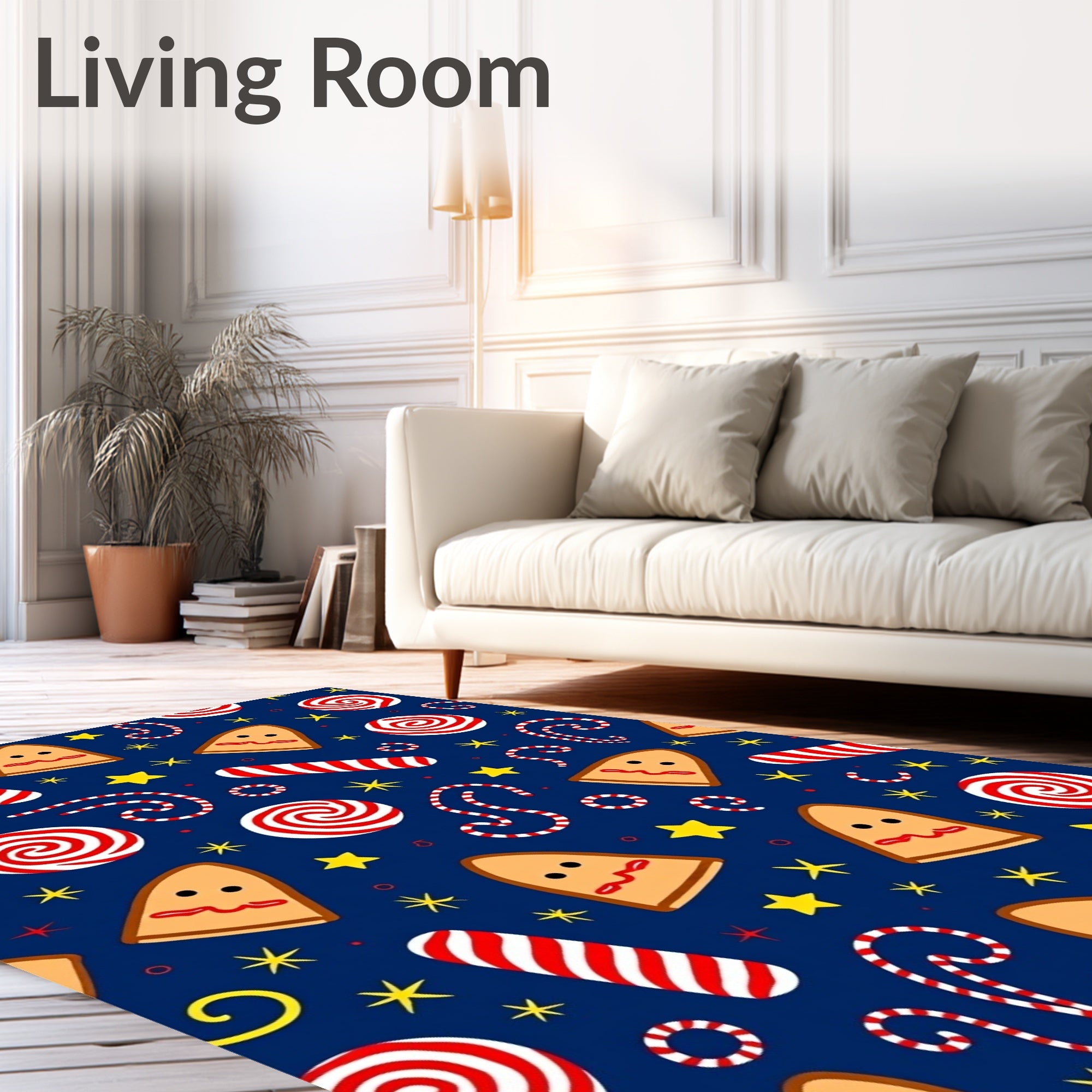 Festive Gingerbread Candy Star Rug