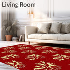 Crimson Branches Leafy Vine Rug