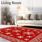 Crimson Snowflake Festive Border Rug
