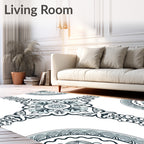 Pale Blue Floral Medallion Symmetry Rug