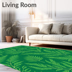 Lush Green Botanical Fern Branches Rug