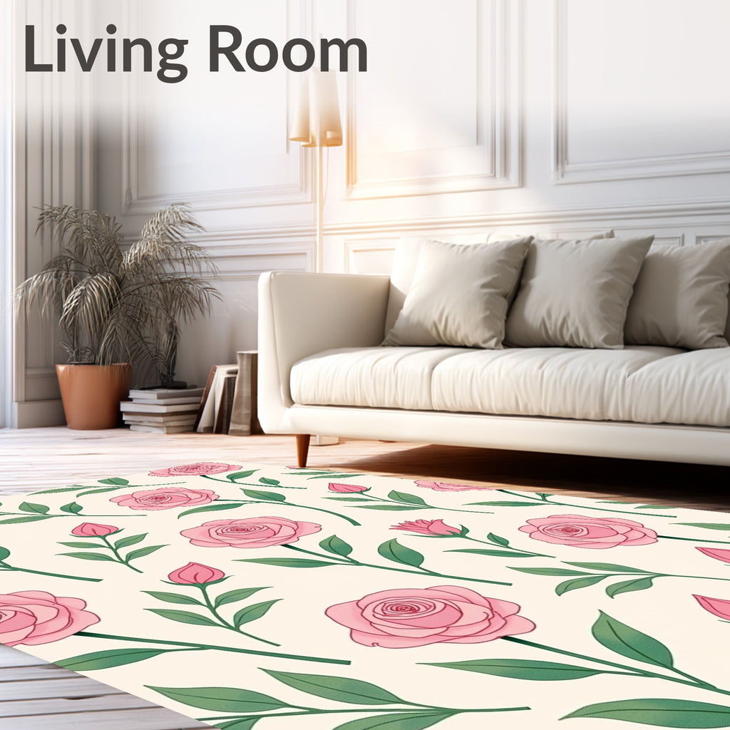 Pastel Pink Rose Garden Garland Rug