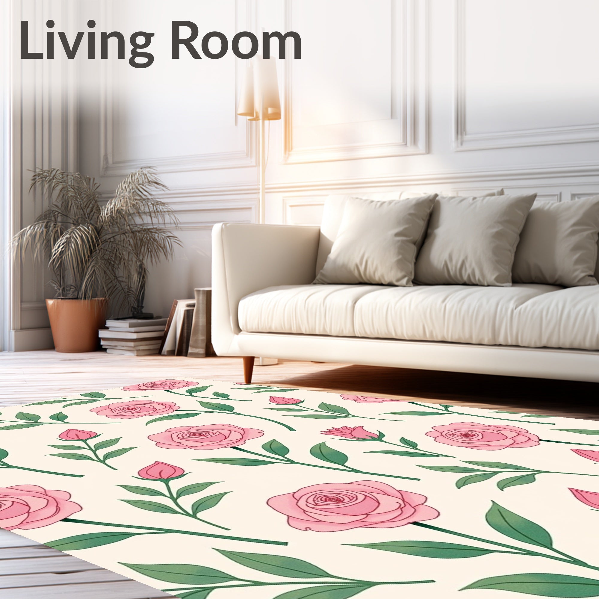 Pastel Pink Rose Garden Garland Rug