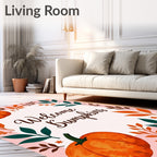 Autumn Pumpkin Leaf Border Rug