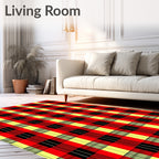 Bold Red Yellow Plaid Squares Rug