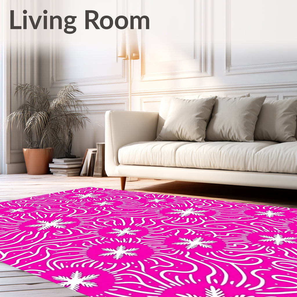 Bright Fuchsia Snowflake Swirls Rug
