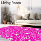 Bright Fuchsia Snowflake Swirls Rug