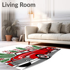 Vintage Red Truck Snowflakes Garland Rug