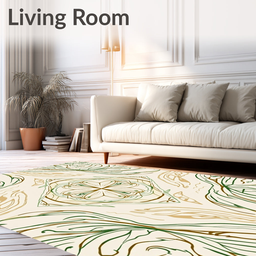 Earthy Abstract Floral Scroll Rug