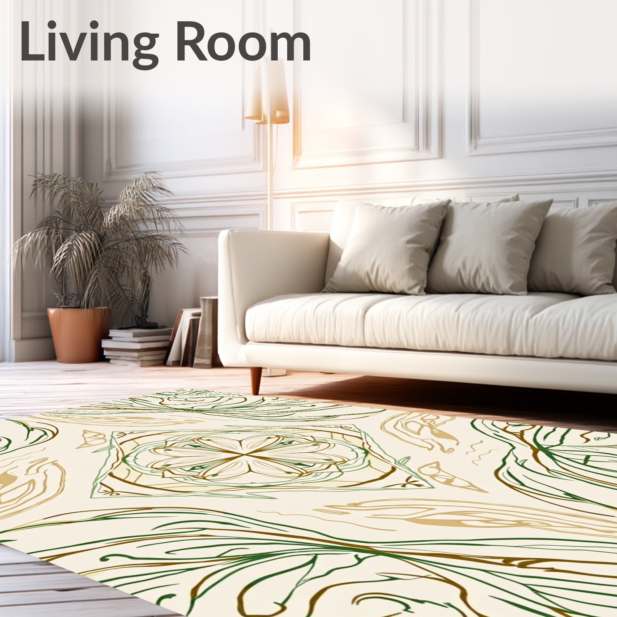 Earthy Abstract Floral Scroll Rug
