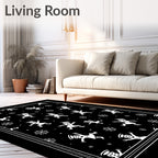 Whimsical Snowman And Snowflake Night Rug