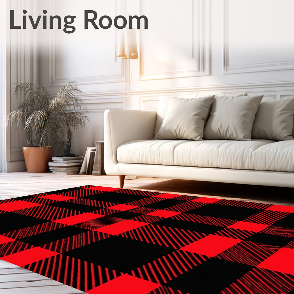 Crimson Black Lumberjack Check Rug