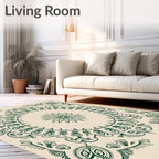 Emerald green botanical medallion tapestry Rug