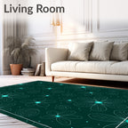 Teal Floral Outline Swirl Accent Rug
