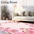 Soft Pink Floral Sprigs Border Rug