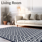 Dark Navy Starburst Lattice Rug